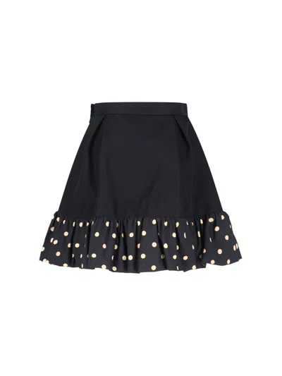Moschino Midi Skirt With Polka Dots And Ruffles In Black