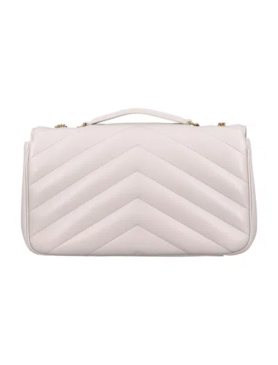Saint Laurent Quilted Medium Shoulder Bag With Sliding Chain In White