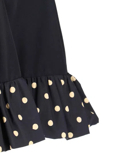 Moschino Midi Skirt With Polka Dots And Ruffles In Black
