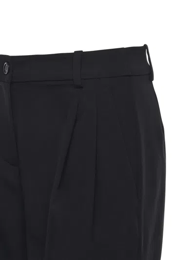Pinko Black Tailored Trousers With Front Pleats In Cotton Woman In Black