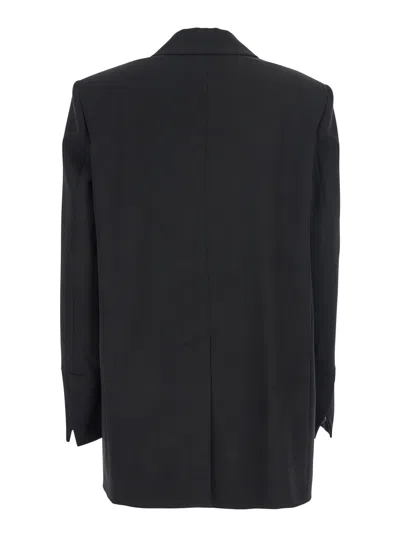Pinko Kamut Black Single-breasted Jacket With Peak Revers In Viscose Blend Stretch Woman In Black