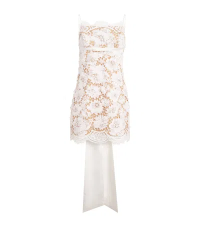 Self-portrait Lace Bow-detail Mini Dress In White