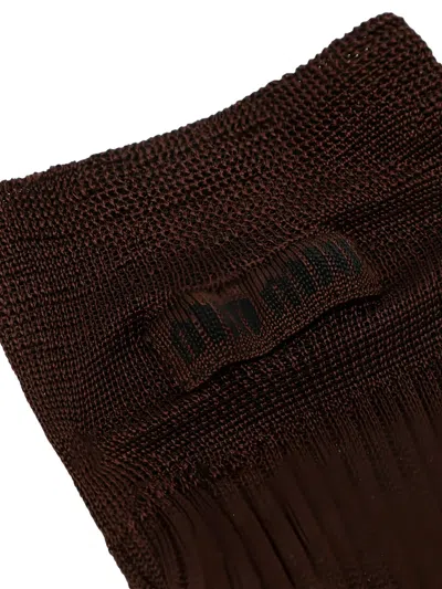 Miu Miu Cocoa-coloured Silk-blend Socks In Brown