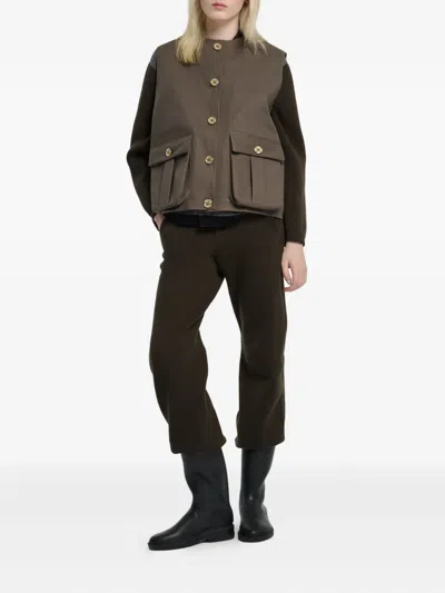 Barrie Button-fastening Sleeveless Jacket In Brown