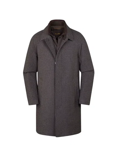 Moorer Marden-h-pp Houndstooth Collared Coat In Gray