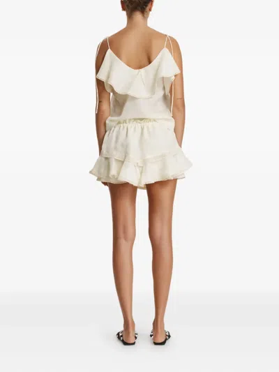 Pnk Ruffled Trim Top In Neutral