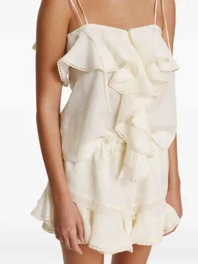 Pnk Ruffled Trim Top In Neutral