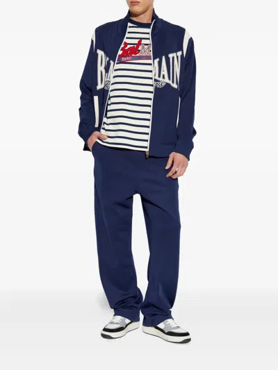 Balmain Logo Zip Jacket In Blue
