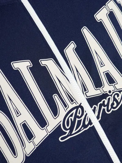 Balmain Logo Zip Jacket In Blue