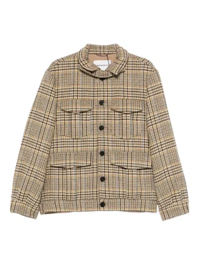 Amaranto Check-print Flap-pocket Coat In Brown