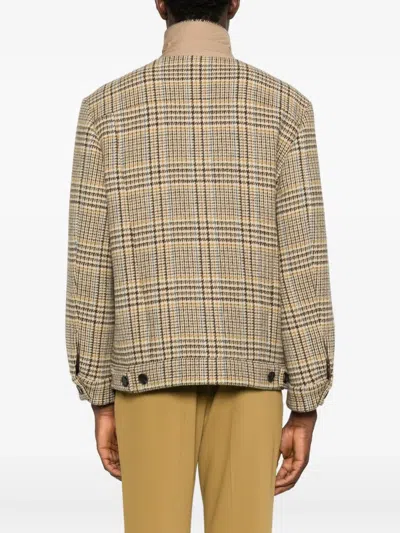 Amaranto Check-print Flap-pocket Coat In Brown