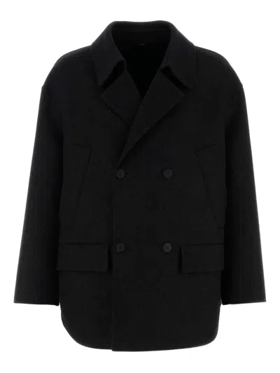 Fendi Felt Wool Coat Coats And Trench Coats Gray In Black