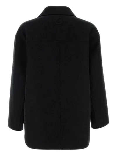 Fendi Felt Wool Coat Coats And Trench Coats Gray In Black