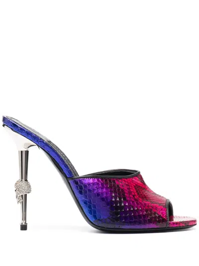 Philipp Plein Skull-heel Python Sandals In Multi