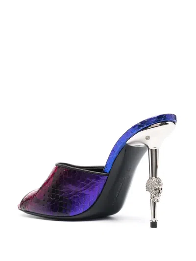 Philipp Plein Skull-heel Python Sandals In Multi