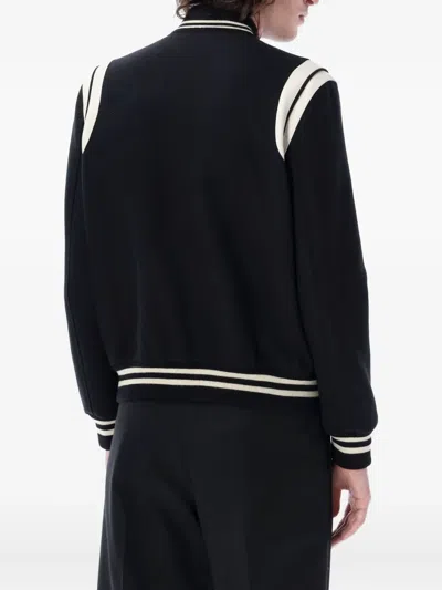 Saint Laurent Mans Wool Teddy Bomber Jacket In Black