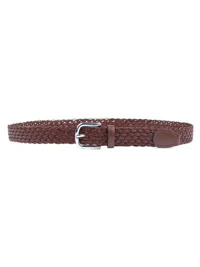 Paul & Shark Woven Leather Belt In Brown
