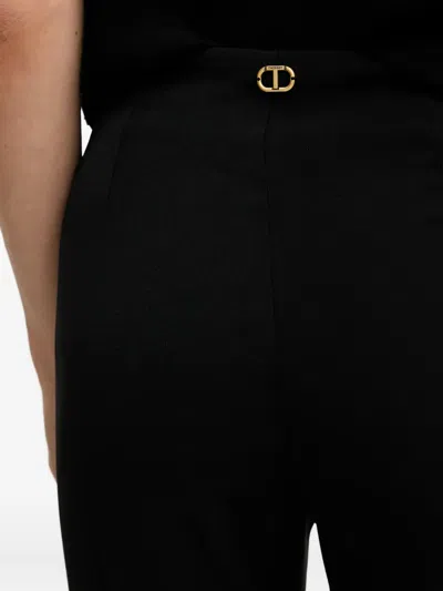Twinset Logo-plaque Trousers In Black