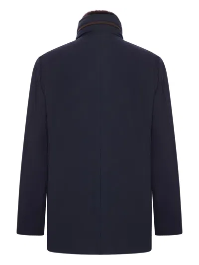 Moorer Short Jacket Featuring High Collar And Pockets In Black