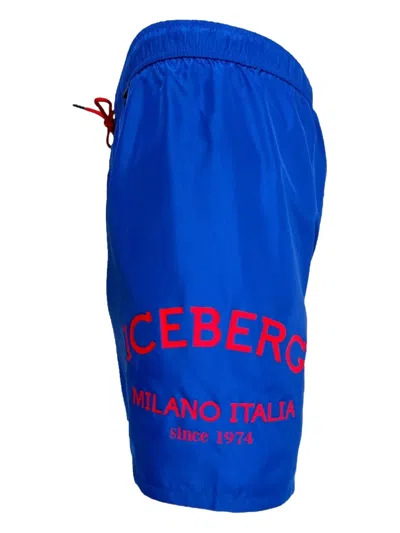 Iceberg Logo-patch Swim Shorts In Blue