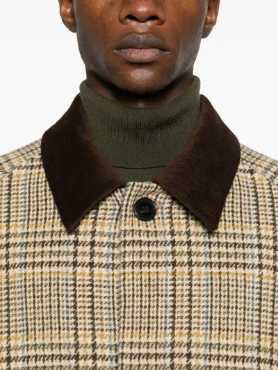 Amaranto Checked Single-breasted Coat In Brown