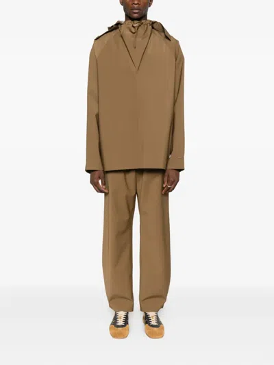 Lacoste Hooded Jacket In Brown