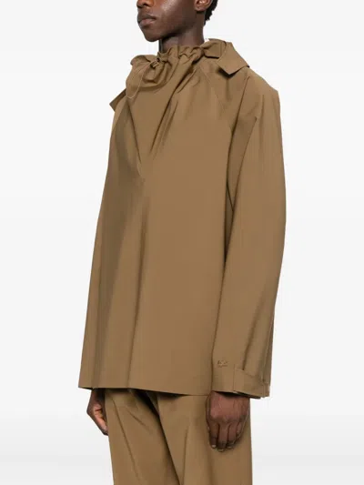 Lacoste Hooded Jacket In Brown