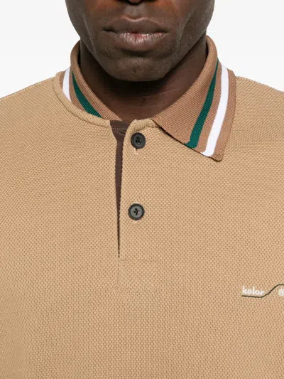 Kolor Logo-embroidered Polo Shirt In Brown