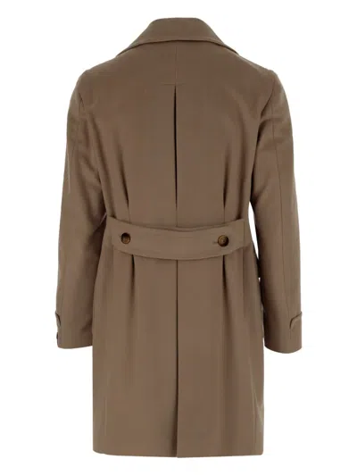 Tagliatore Double-breasted Wool Coat In Brown