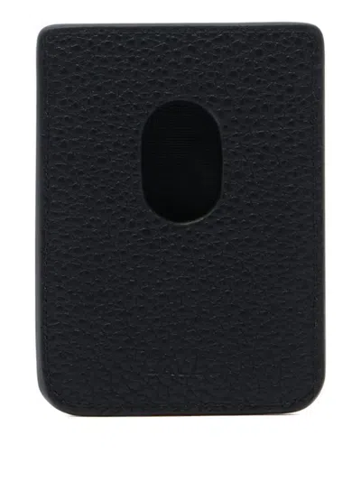 Bally Textured Leather Card Holder Stripe In Black