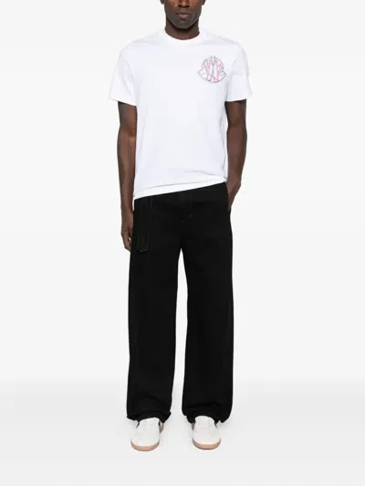 Moncler White Overlapped Logo Cotton T-shirt In White