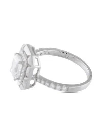 Pre-owned Lb Exclusive 18k White Gold Diamond Ring In Silver