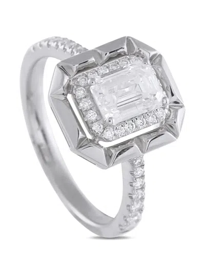 Pre-owned Lb Exclusive 18k White Gold Diamond Ring In Silver