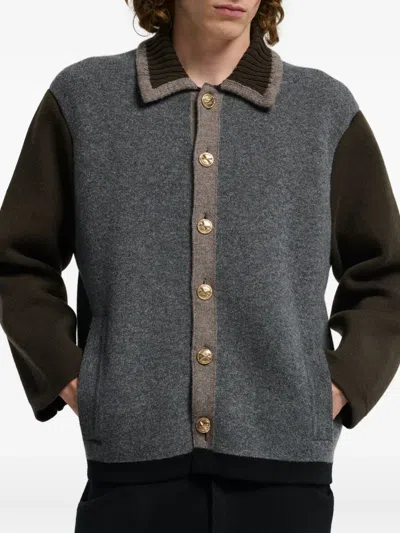 Barrie Colour-block Buttoned Jacket In Gray