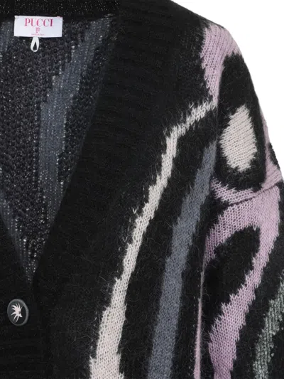 Pucci Embroidered Mohair Blend Oversize Cardigan In Multi