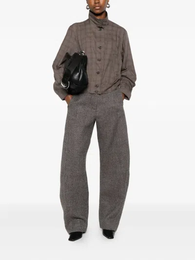 Our Legacy Checked Button-up Bomber Jacket In Brown