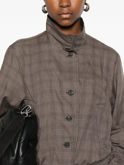 Our Legacy Checked Button-up Bomber Jacket In Brown