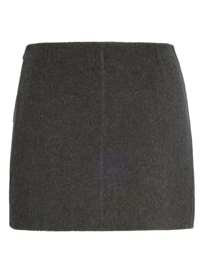 P.a.r.o.s.h Regular Fit Wool Skirt With Flap Pockets And Zip Closure In Gray
