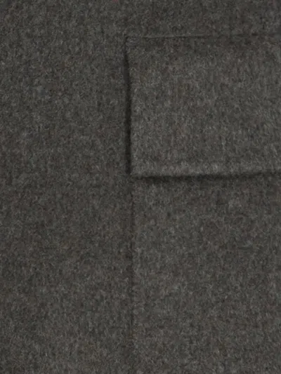 P.a.r.o.s.h Regular Fit Wool Skirt With Flap Pockets And Zip Closure In Gray
