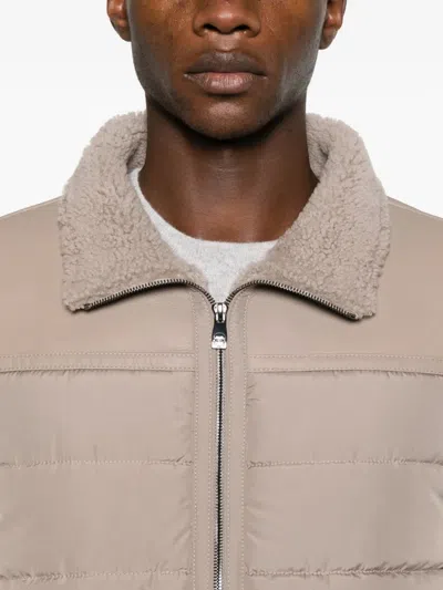 Corneliani Quilted Shearling-collar Coat In Brown