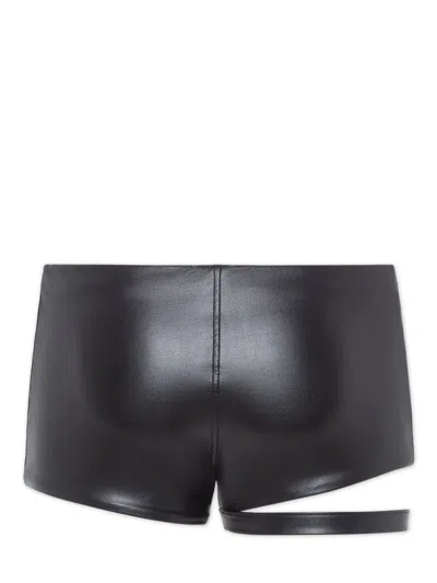 Dsquared2 Faux-leather Swim Trunks In Black