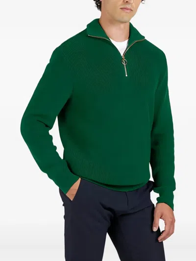 Paul & Shark Tech Wool Half Zip Sweater In Green