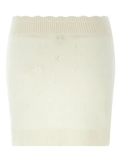 Chloé Cashmere Wool Mini Skirt With Ribbed Waistband In Neutral