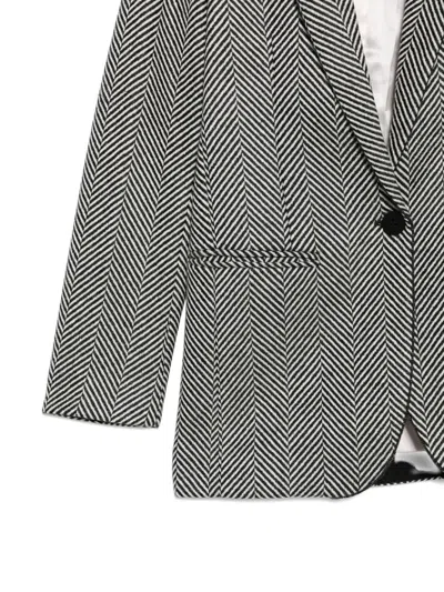 Forte Forte Grey Chevron Wool Chic Jacket In Gray