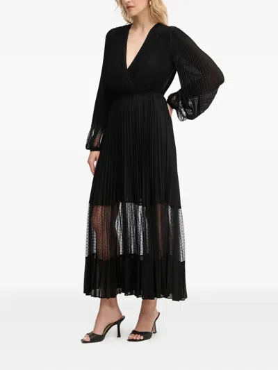 Twinset Pleated Georgette Maxi Dress In Black