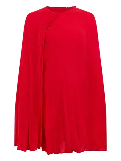 Valentino Dressed In Silk Cloak In Red