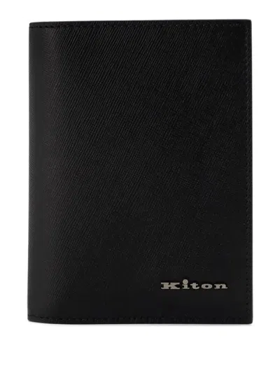 Kiton Leather Passport Holder In Black