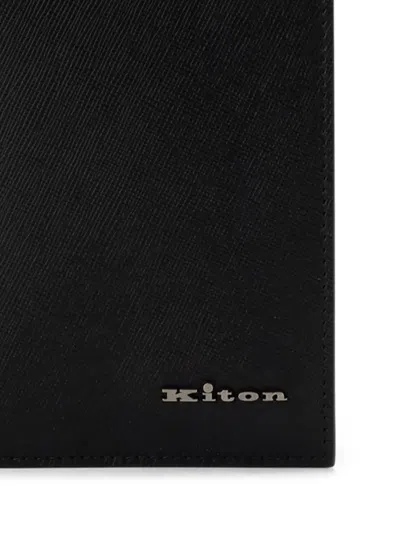 Kiton Leather Passport Holder In Black