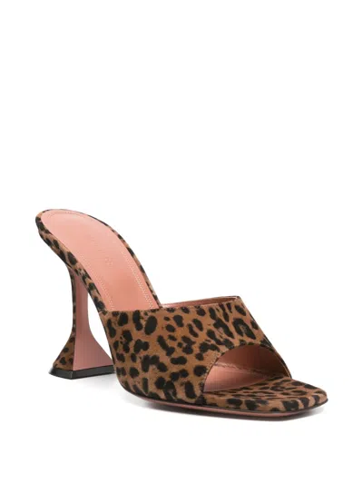 Amina Muaddi Brown Pumps With Distinctive Heel And Modern Silhouette In Black