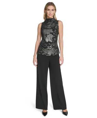 Calvin Klein Women's Novelty Printed Ruched Top In Multi